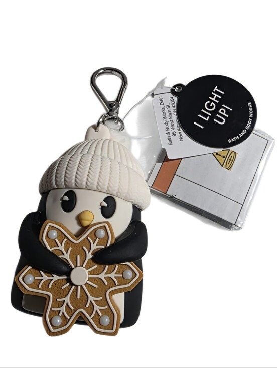 Bath & Body Works Other - Penguin Keychain Light-Up Charm with White Beanie and Gingerbread Star
